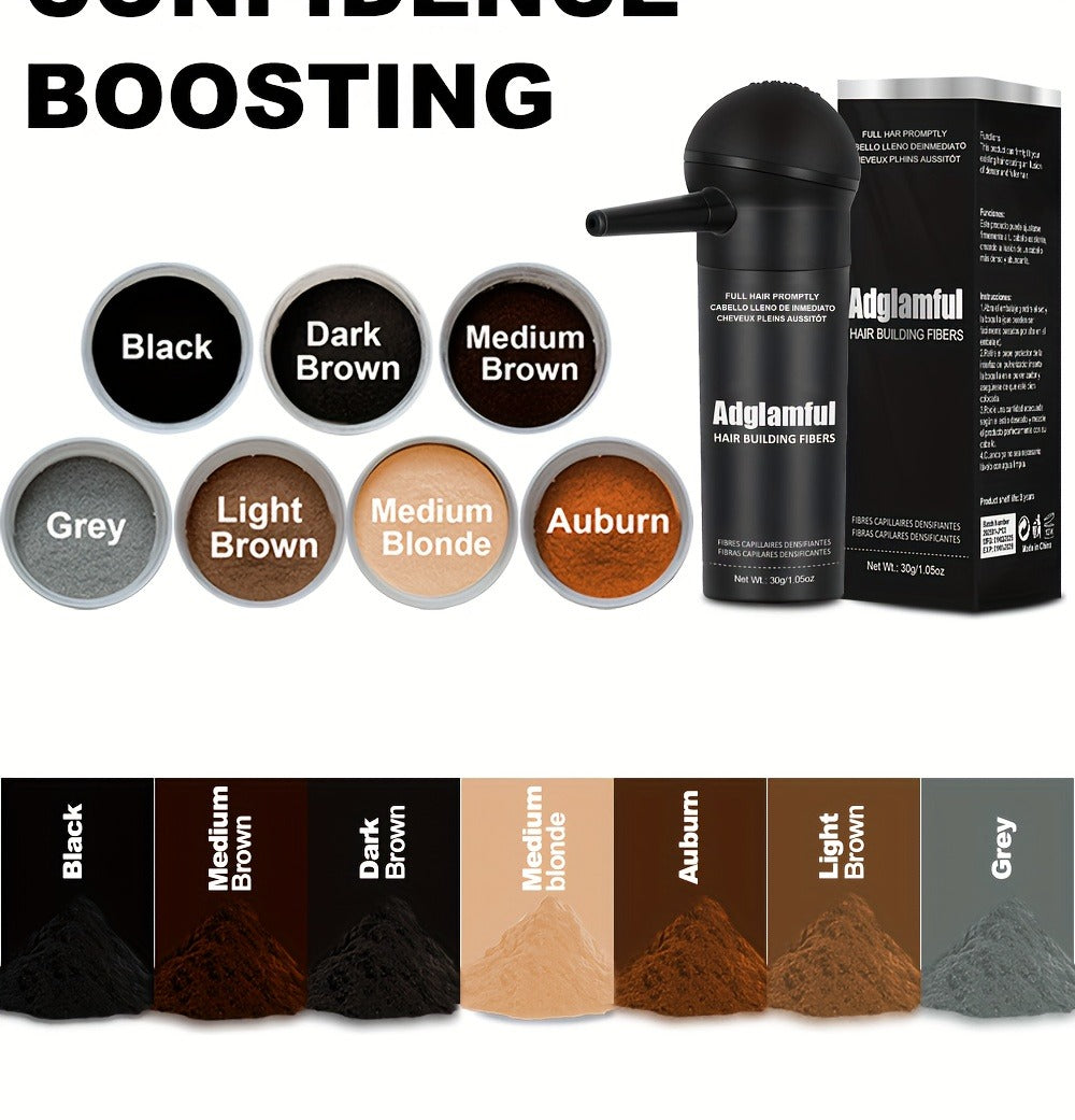 Hair Volumizing Fibers 2-in-1 Kit 30g x 2pcs - Adglamful Instant Volume for Sparse Hair, Fills Part Lines & Hairlines, Men & Women, Black & Dark Brown