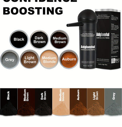 Hair Volumizing Fibers 2-in-1 Kit 30g x 2pcs - Adglamful Instant Volume for Sparse Hair, Fills Part Lines & Hairlines, Men & Women, Black & Dark Brown