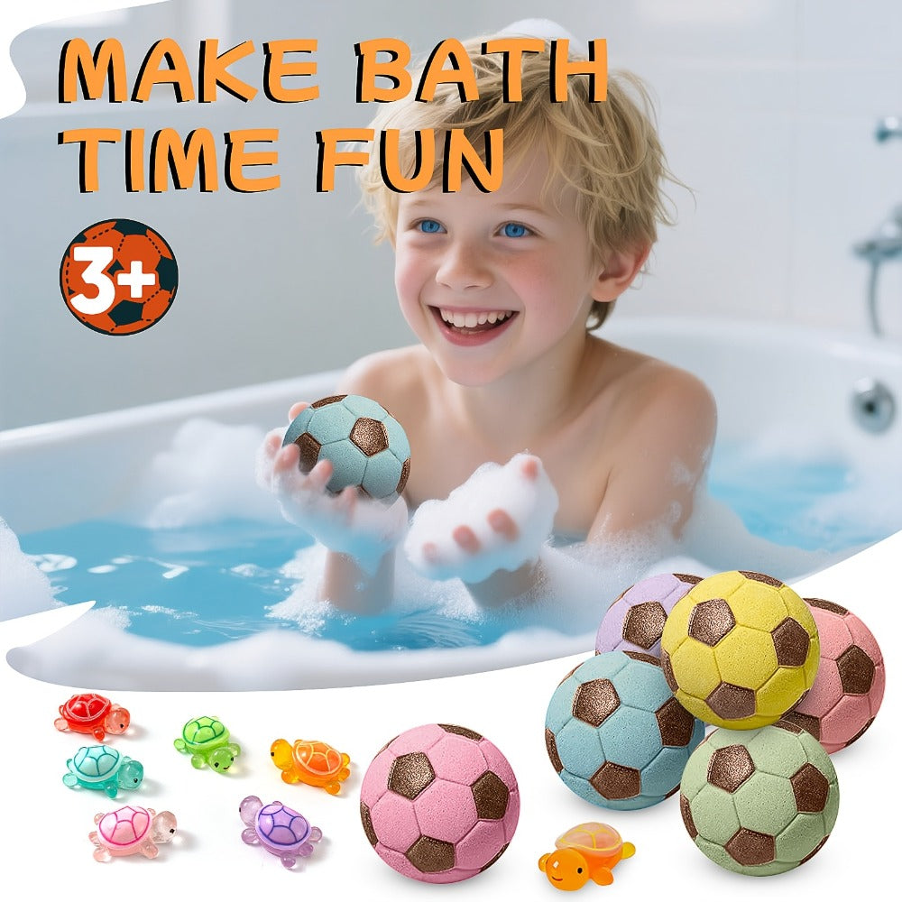 'S Bath Ball Gift Set, 9 Handmade Soccer Bubble Bath Effervescent Balls/containing Surprise Toys, Holiday Party Gifts, Ideal Birthday Gifts For And