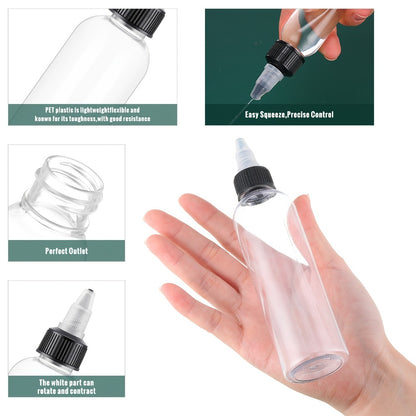 Squeeze Bottles 4oz with Twist Top Caps 100 Pack Empty Plastic Refillable Dispensing Bottles for Hair Oil Essential Oil Condiment Sauce Liquid BPA Free