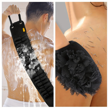 Exfoliating Back Scrubber & Body Scrub Towel Set 2pc & 4pc - Dual-Sided 36" Back Brush with Non-Slip Handles & Bath Glove for Deep Cleansing, Skin Exfoliation & Shower Spa