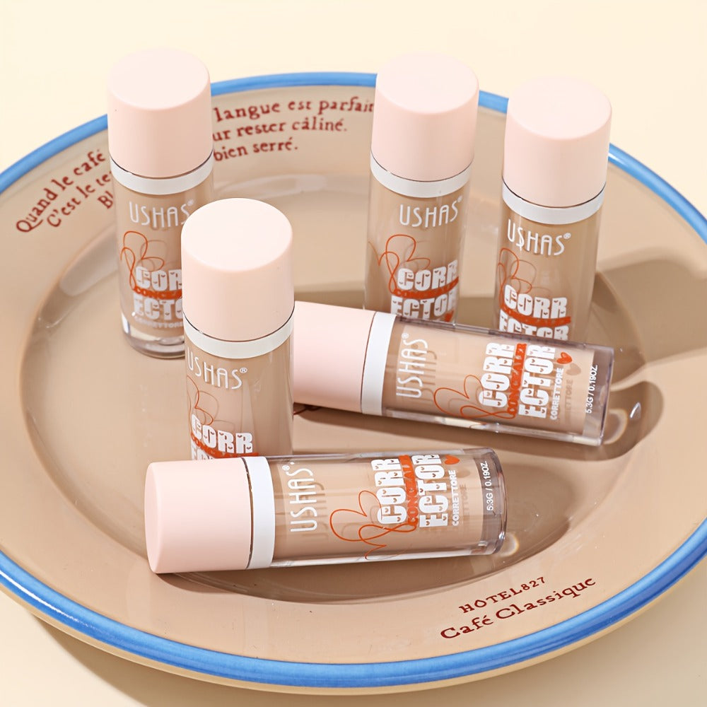 USHAS Liquid Concealer - 12 Shade Range, Full-Coverage Waterproof & Buildable Coverage, Self-Applying Applicator Brush Tip, Long-Lasting Non-Cakey Formula for Sensitive/Combination/Oily Beige - Instantly Cover Dark Circles,, Blemishes