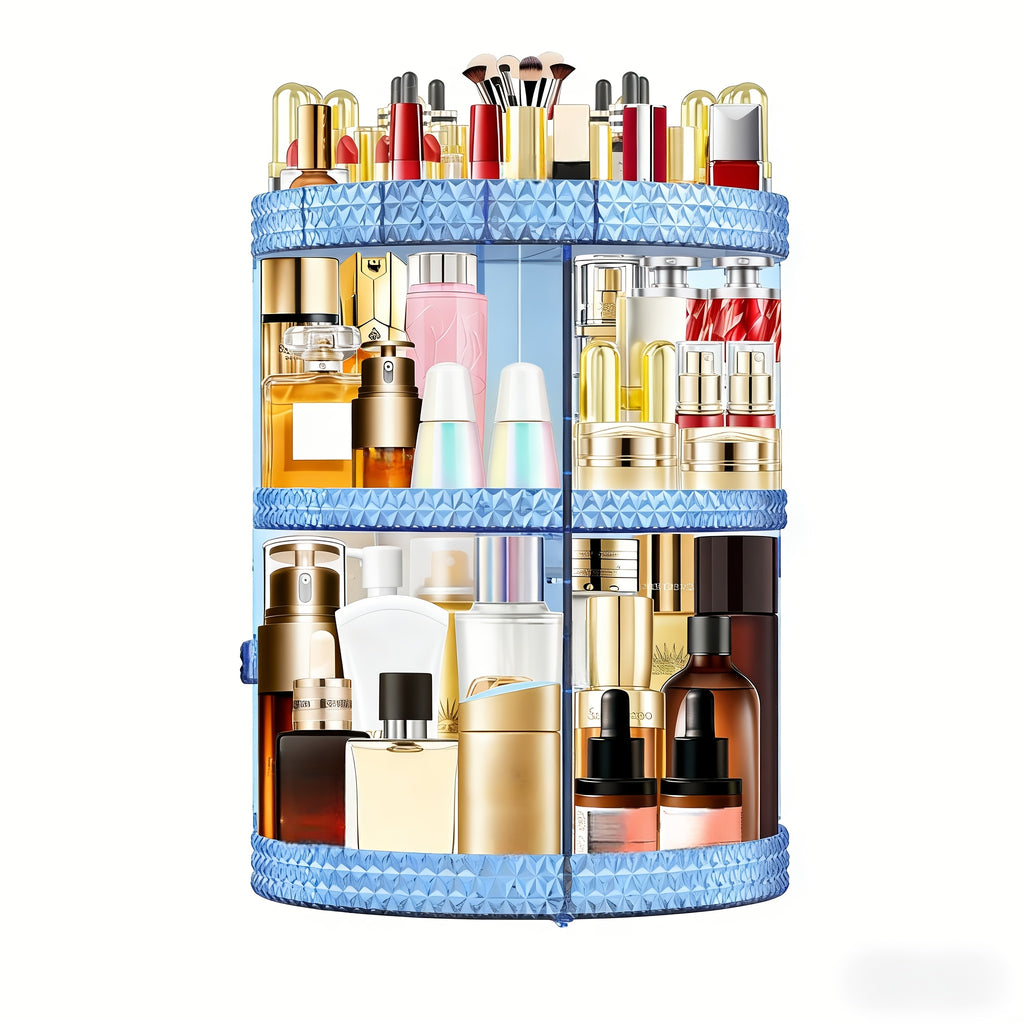 [Makeup Organizer Stand] 360 Degree Rotating Makeup Stand, Large Capacity Makeup Product Storage Box, 7 Adjustable Layers, Perfume Organizer, Bathroom And Bedroom Dressing Table