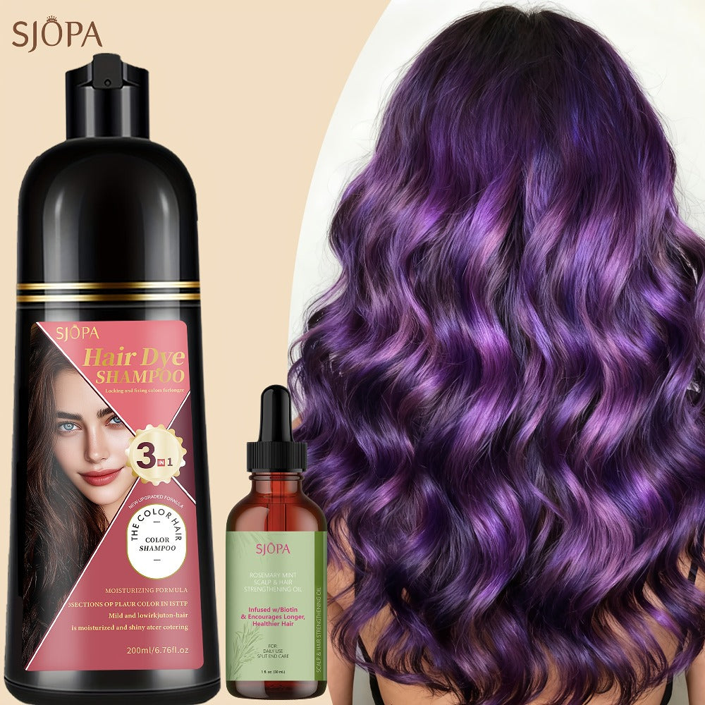 Hair Color Dyeing Shampoo 3-in-1 — Plant Squalane & Glycerin Formula | Colors, Conditions & Cleanses in One Wash | 10 Shades | Easy At-Home Hair Coloring
