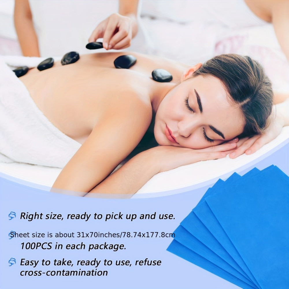 100pcDisposable Spa Bed Sheets - Massage Therapists, Estheticians, Hotel Staff, Tattoo Artists, Campers - Twill, Non-woven, Stain Resistant, All Seasons, Space - Suitable For Massage Therapy, Beauty Salon, Hotels