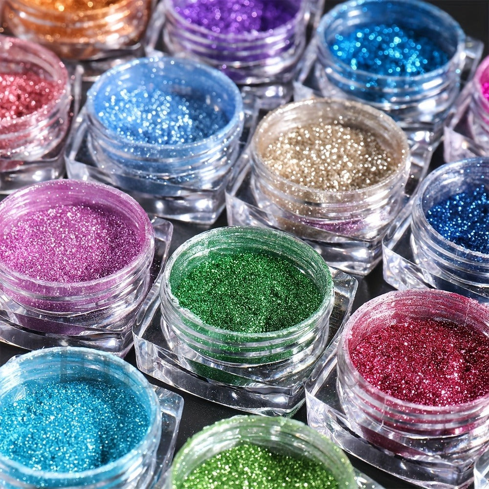 36pcs Chrome Nail Powder, Metallic Chrome Nail Powder Set, Metallic Mirror Nail Powder Set, Nail Art Glitter Decoration Metallic Mirror Effect Holographic Powder 1G/Jar Pearl for Resin Craft And Nail Art Manicure Additions