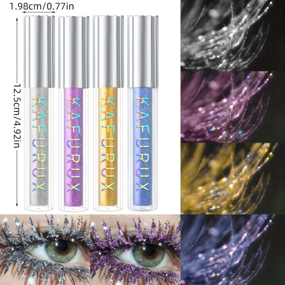 Colored Mascara Set 4pcs — Vibrant Silvery Blue Yellow Purple Eye Makeup, Curling Long-Lasting Formula for Daily Wear, Clubbing & Party Looks