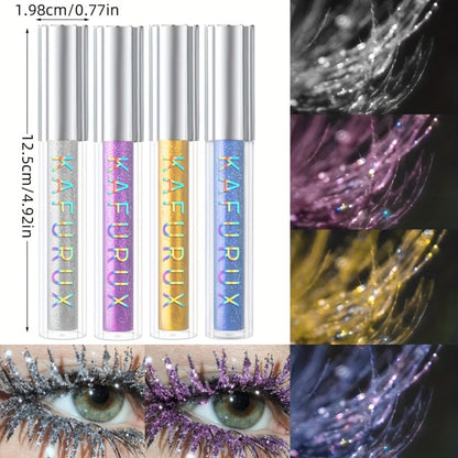 Colored Mascara Set 4pcs — Vibrant Silvery Blue Yellow Purple Eye Makeup, Curling Long-Lasting Formula for Daily Wear, Clubbing & Party Looks