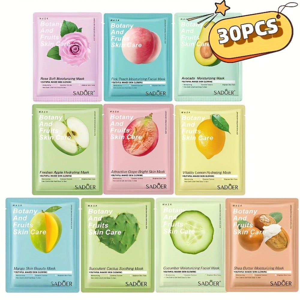 30 Masks Rich in Fruit And Rose Essence, Hydrating And Moisturizing in Winter, an Ideal New Year Gift for Besties, Friends And Mothers