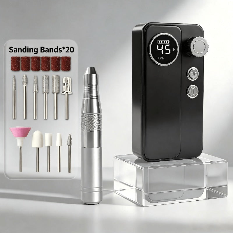 Rechargeable Electric Nail Drill, Professional Portable E-File for Acrylic Nails, Natural Extensions, and Gel Nails, Polishing Machine with 11 Grinding Bits and 20 Sanding Discs, Cordless High-Speed for Salon and Home Use, Women's Holiday Gift