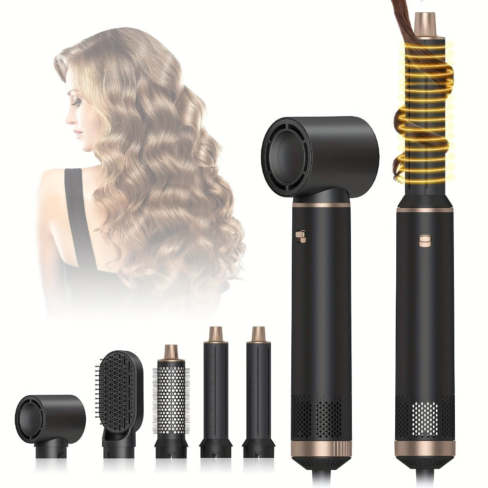 5-in-1 Hairstyler Round Brush Dryer Hair Dryer, Airstyler Curling Iron with Air, 3 Temperature Control, Hair Dryer Brush, Give Hair Volume, Straighten, Curl And Blow Dry Hair