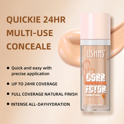 Liquid Concealer 12 Shades — Full Coverage Waterproof Buildable Formula, Self-Applying Brush Tip, Long-Lasting Non-Cakey, Covers Dark Circles & Blemishes for All Skin Types