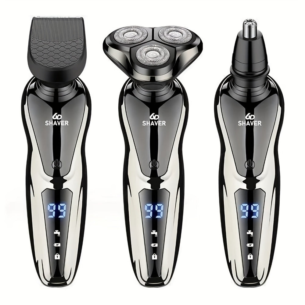 Father's Day Gift for Men, Electric Shavers Cordless Rechargeable Face Beard Nose Hair Trimmer 3-in-1 Kit Make Up, Ideal Gift for Father, Boyfriend, Brother