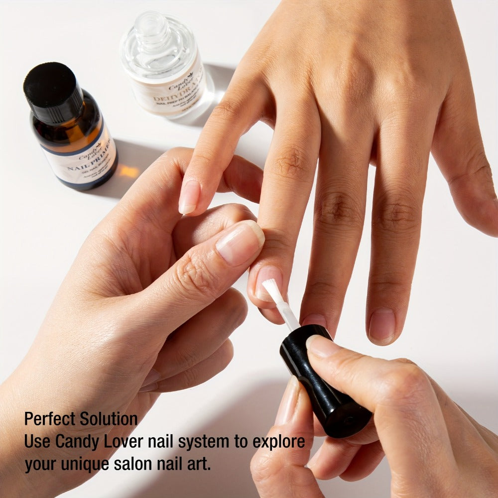 Candy Lover Nail Dehydrator And Primer Kit, Nail Prep Dehydrate & Superior Nail Bonding Primer with Gel Polish Top Coat And Base Coat Kit, Suitable for Gel Nail Polish At Home DIY Nail Salon Girl Gift Keep Nail Art Design Long Lasting