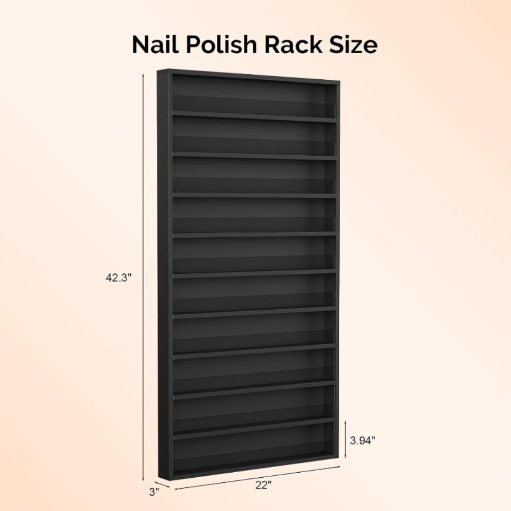 6 Layers/ 10 Layers Nail Polish Rack, Wall Mount Nail Polish Organizer W/ Acrylic Baffle, Salon Display Rack for Home Spa And Nail Studio, Pink/ White/ Black