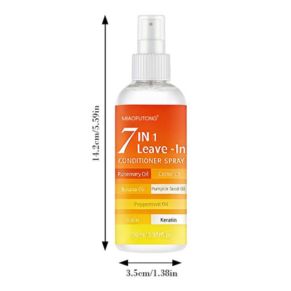 Hair Care Spray 7-in-1 Multi-Effect Leave-In Treatment - Anti Frizz Shine Boost Moisturizing Heat Protection Floral Scent Lightweight Essence Spray for Dry Damaged All Hair Types 100ml