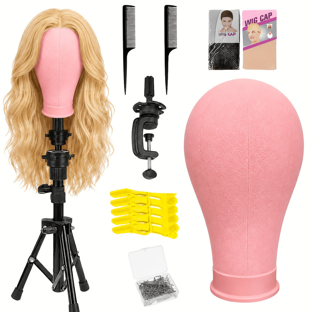 Adjustable Wig Stand 22 Inch Adjustable Reinforced Wig Stand with Mannequin Head | for Wigs, Cosmetology, Manikin Head Set
