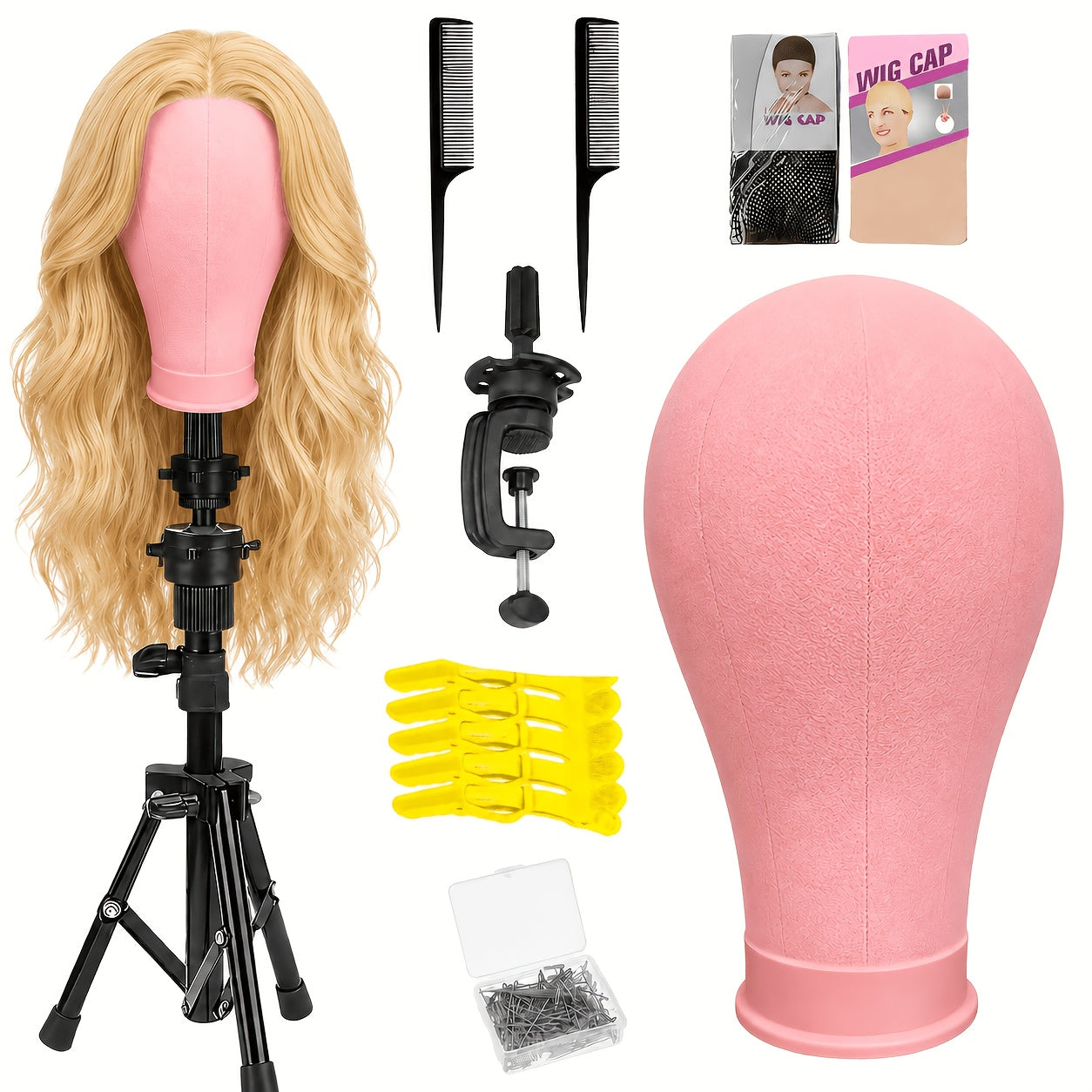 Adjustable Wig Stand 22 Inch Adjustable Reinforced Wig Stand with Mannequin Head | for Wigs, Cosmetology, Manikin Head Set
