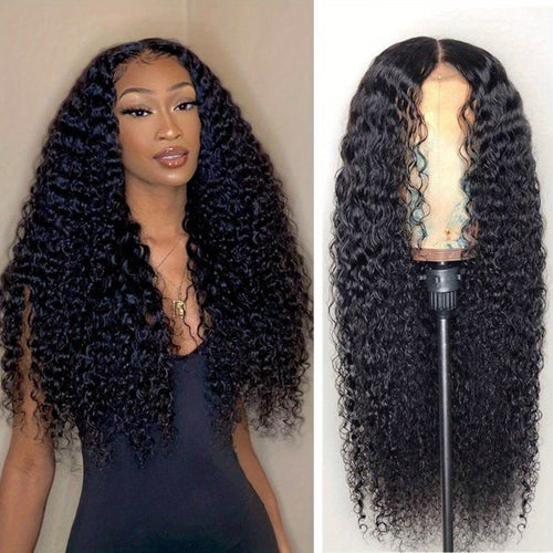 Lace Front Wig Human Hair 4x4 HD Transparent Closure - Brazilian Body Wave Pre Plucked Baby Hair 180% Density Natural Black 14-26 Inch