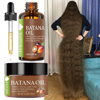 Batana Hair Oil 2-Piece Set - Natural Honduran Batana Oil 4.3oz + Batana Essential Oil 1.01oz, Moisturizing Shine Boost, Repairs Dry Damaged Hair, Scalp Nourishment, Lightweight for All Hair Types