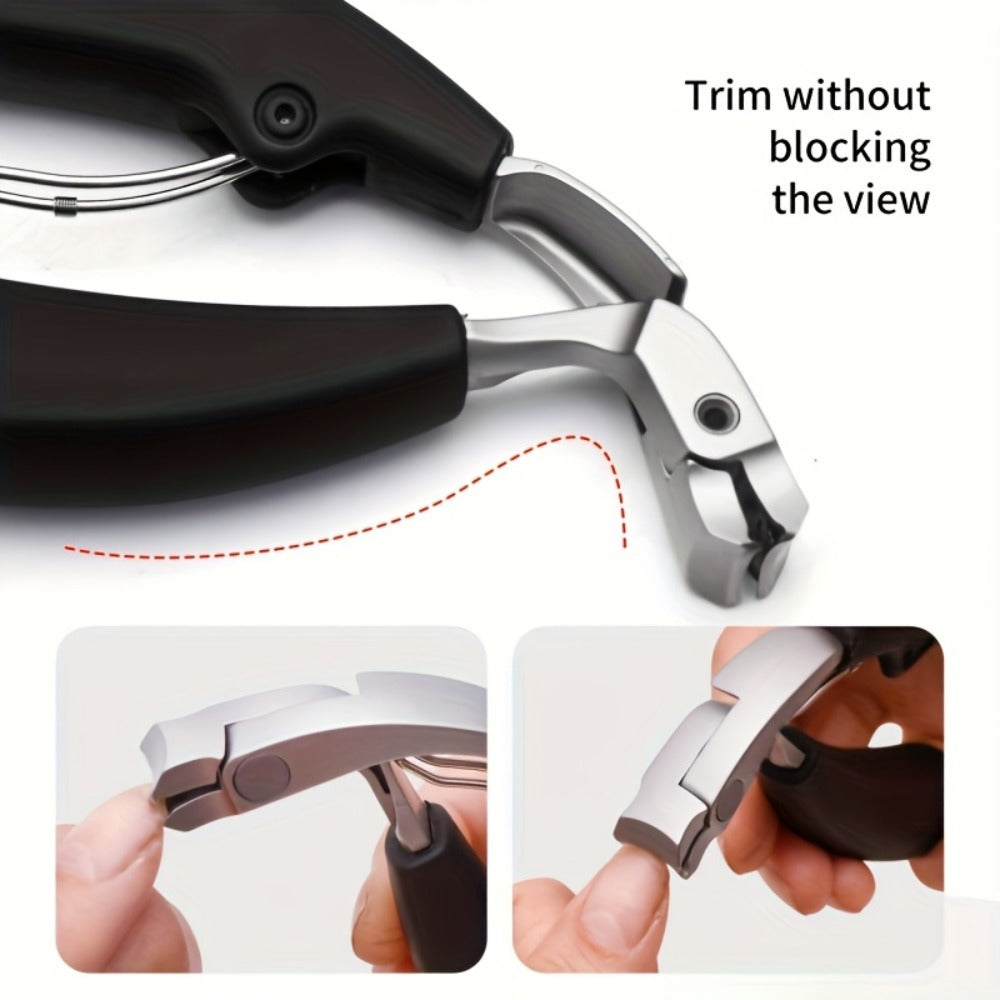 2pcs Modern Stainless Steel Nail Clippers with Concave Blades, Heavy Duty Nail Clippers with Curved Design, Large Opening for Thick Nails, Elderly Friendly, No Splash, Precision Trimming Of Men's Toenails, Long Handle with Angled Curved Blades