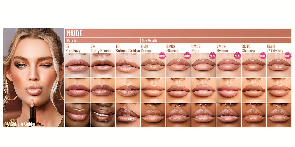 Oulac Metallic Lipstick 3pcs Set, 24-Hour Smudge-Proof & Transfer-Resistant Lip Color, Lightweight Texture, Full-Coverage Lips Makeup, Valentine's Day Gift for Girlfriend, 12.9G/0.45oz