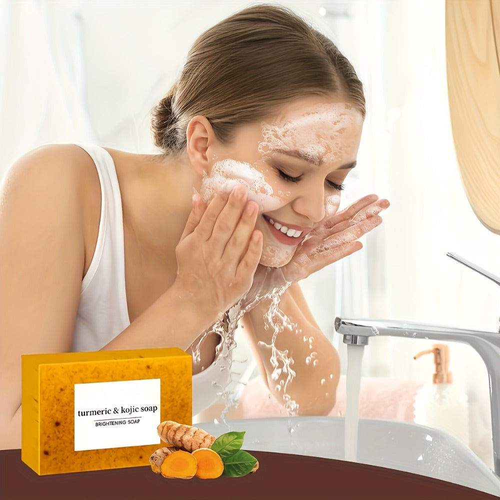 24pcs Lemon Turmeric & Kojic Acid Cold Process Handmade Soap. Facial & Body Cleansing. for Bath & Face. with Natural Ginger Extract. Cleansing, Moisturizing & Exfoliating with Granules- Stocking Stuffers Gifts for Women-Christmas Gifts!
