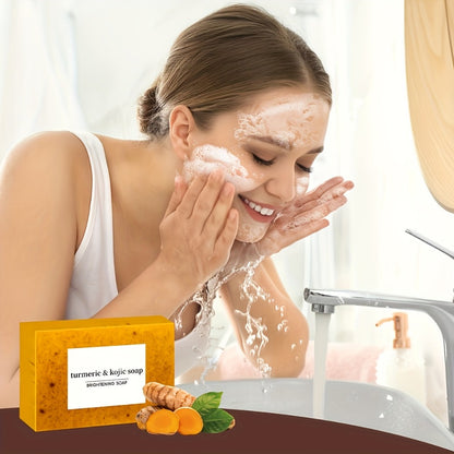 Lemon Turmeric Kojic Acid Handmade Soap 24-Pack — Cold Process Bar Soap with Ginger Extract, Exfoliating Granules, Cleansing & Moisturizing Face & Body Soap, Gift Set for Women