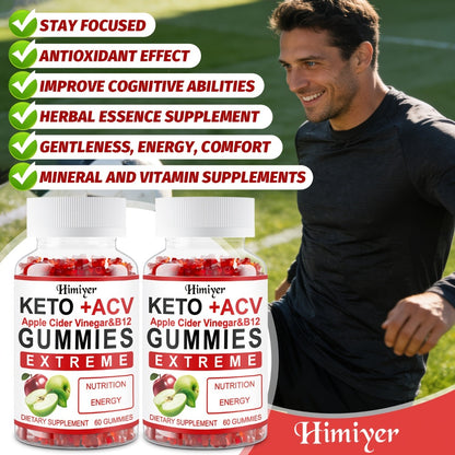 Apple Cider Vinegar Gummies with Pomegranate, Beet Juice & B12 - Keto ACV Gummies for Weight Management, Digestion & Energy - Vegan Probiotic Supplement for Men & Women, 60 Gummies