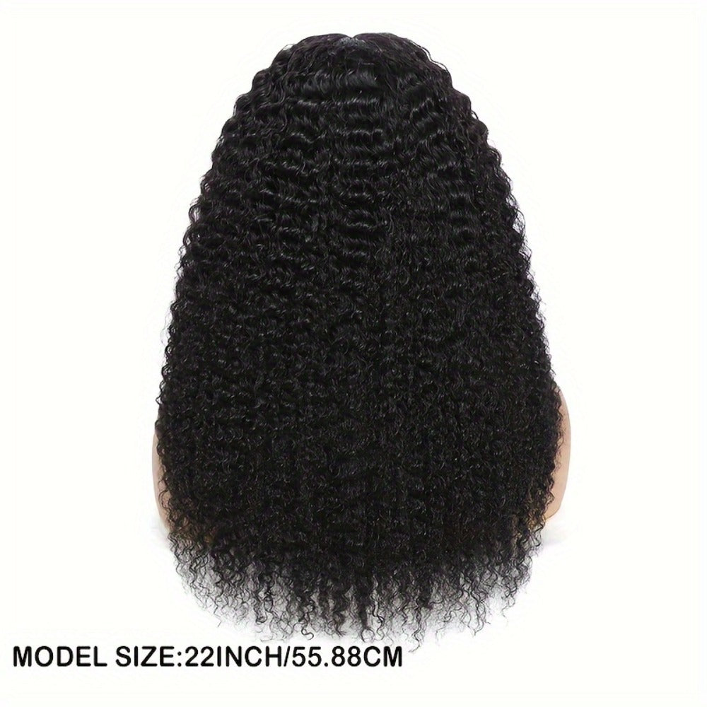 Kinky Curly Lace Front Wig Human Hair Brazilian Remy 4x4x1 Lace Closure 180% Density Natural Color Pre Plucked for Black Women 12-22 Inch