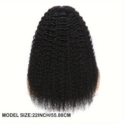Kinky Curly Lace Front Wig Human Hair Brazilian Remy 4x4x1 Lace Closure 180% Density Natural Color Pre Plucked for Black Women 12-22 Inch