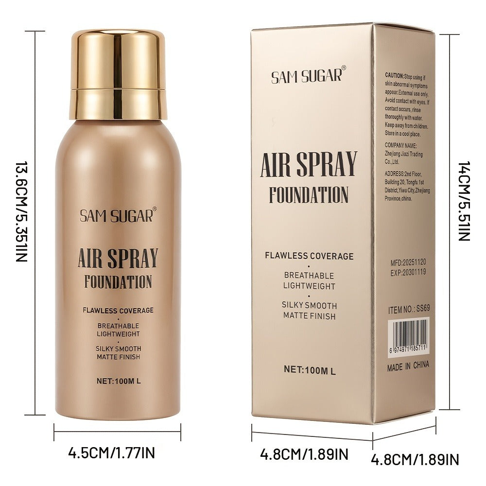 Waterproof Matte Foundation Spray — Long-Lasting Full Coverage Liquid Foundation, Sweat-Proof & Transfer-Resistant, Natural Finish for All Skin Types