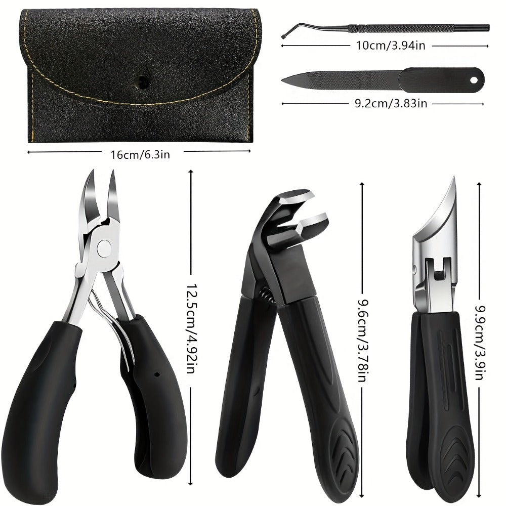 6pcs Set of Nail Clippers for Thick Toenails, Toenail Clippers for Ingrown Nails, Ultra-Wide Slanted-Nail Clippers, Heavy-Duty Ingrown Toenail Clippers, Toenail Lifters, Nail File, Large Nail Cutter for Men And Seniors