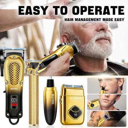 Cordless Hair Clipper Kit for Men - USB Rechargeable Electric Hair Trimmer Set, 2-Piece & 4-Piece Barber Tool for Home & Travel, Black Blue Gold