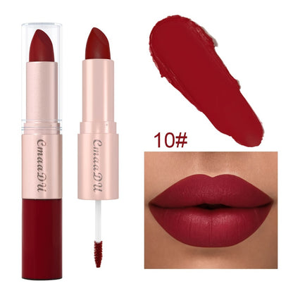 Matte Lipstick Set 4pcs - 2-in-1 Matte Lipstick & Lip Gloss Combo, Long-Lasting Comfortable Wear, Easy to Apply Velvety Lip Color, Perfect Valentine's Day Gift Set for Women
