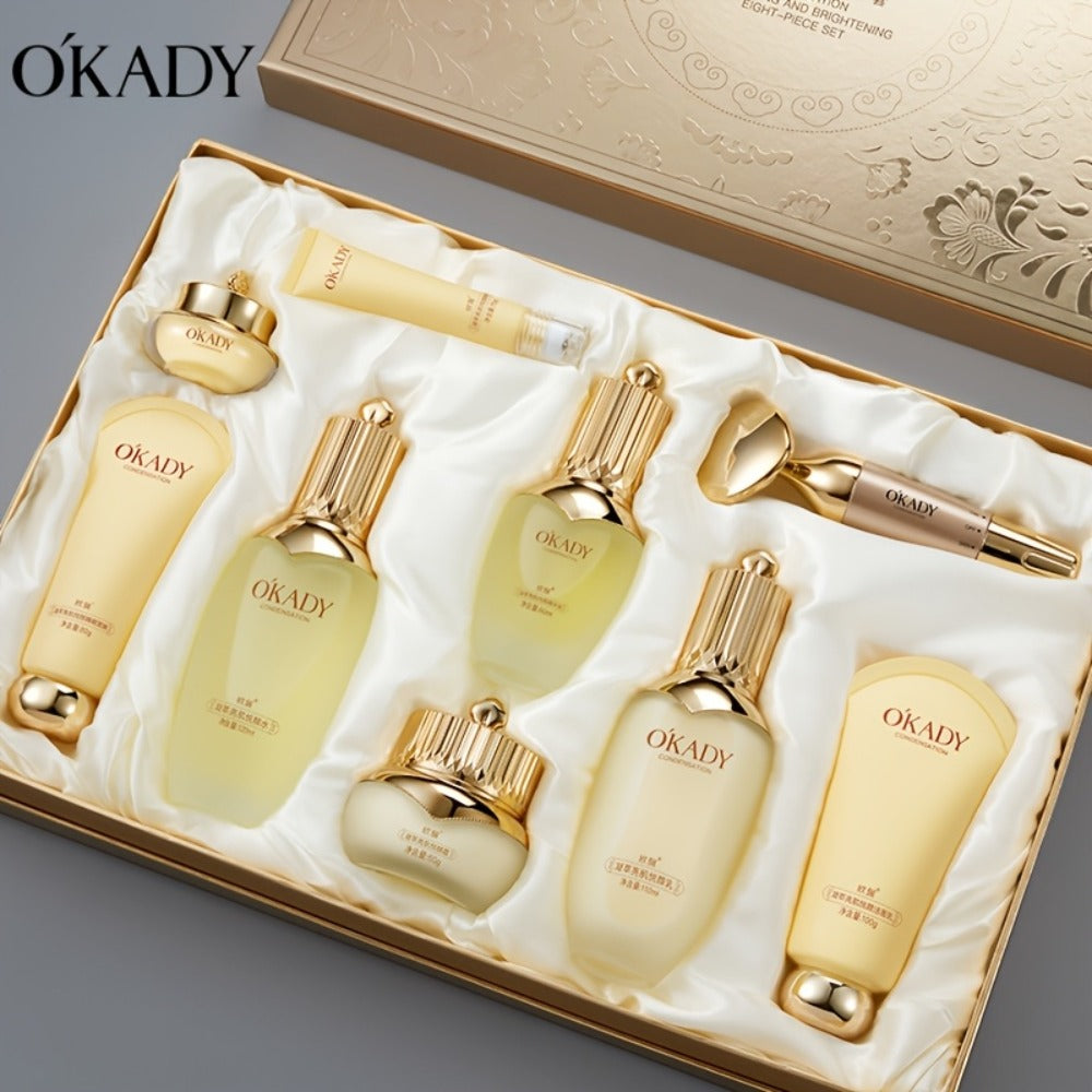 OKADY Ginseng Skincare Set | Make Skin Younger-Looking Alcohol-Free Hypoallergenic Cleansing, Purifying Skin Quick Absorption Facial (Ginseng - 9pcs Set) A Gift for A Lady. Thanksgiving Gift Send Mom, Send Girlfriend