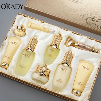 Ginseng Skincare Set 9-Piece OKADY Anti-Aging Alcohol-Free Hypoallergenic Cleansing Purifying Quick Absorbing Facial Skincare Kit Gift for Women Mom Girlfriend