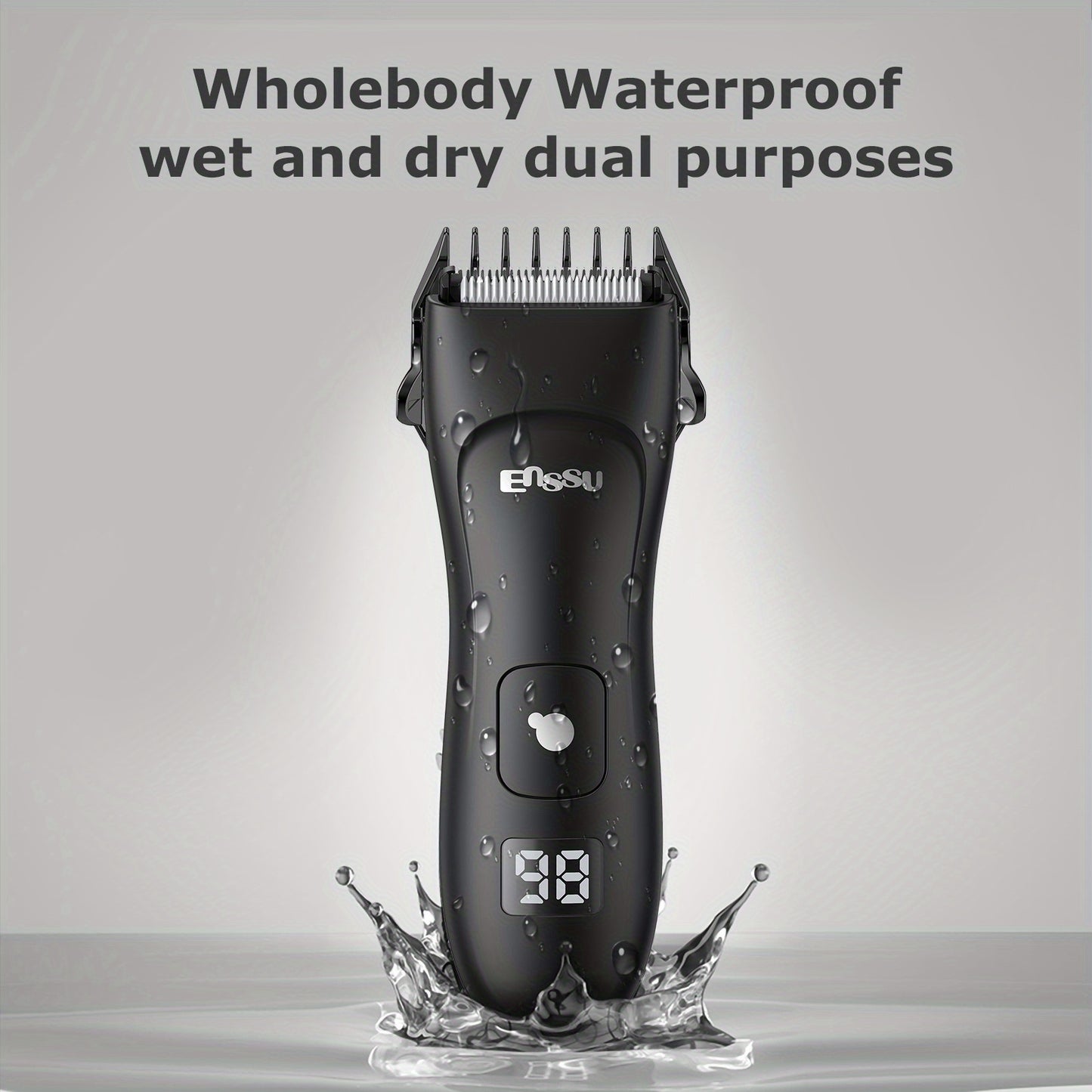 Body Hair Trimmer IPX7 Waterproof Electric Groomer for Men Replaceable Ceramic Blade LCD Display Full Body Bikini Private Parts Trimmer Shaver Gift