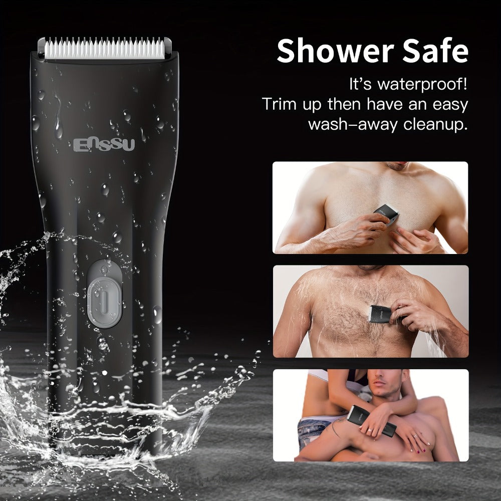 Ball Trimmer for Men - IPX7 Body Hair Trimmer, Ceramic Blade, LCD Battery Display, Replaceable Blade Head, Electric Groin & Pubic Shaver ES006