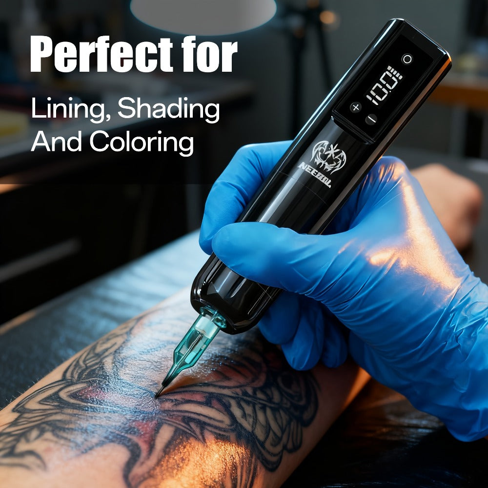 Neebol Tattoo Machine Kit Complete, 20 Cartridge Needles Sold Separately, Christmas & New Year Body Art Gift, Cordless Tattoo Pen, Upgraded Lightweight Design, Wireless Rotary Tattoo Gun with Screen Display, Tattoo Supplies for Beginners & Artists