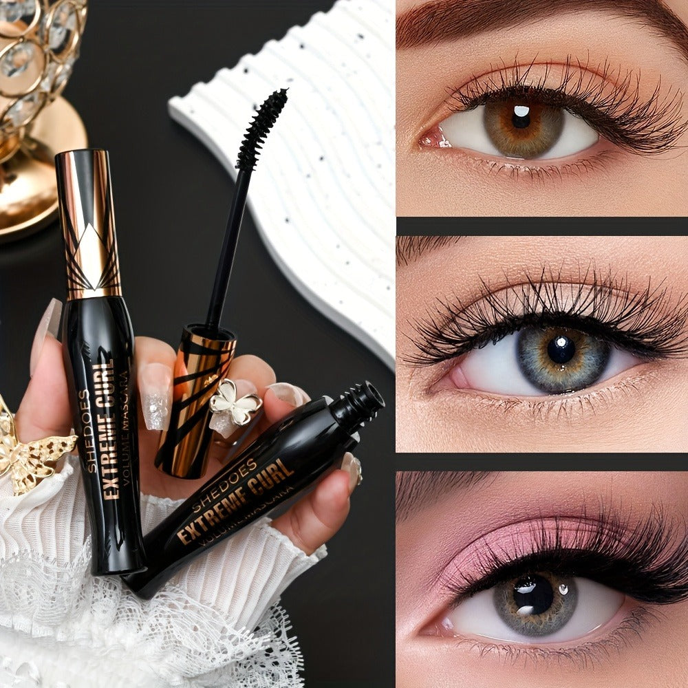 Waterproof Mascara Set 2PCS - Lengthening Volumizing Thick Curly Lashes Natural Extension Long-Lasting Hold Crown Mascara for Women