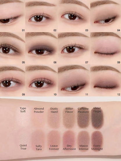 Eyeshadow Palette 12 Colors with Brush – 2-in-1 Eyeshadow & Blush, Shimmer Glitter & Matte Shades, Waterproof Long-Lasting Formula, Travel Size, Beginner-Friendly Eye Makeup Set