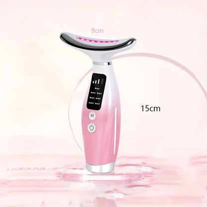 LED Face Neck Shoulder Massager 7-Color Light Therapy Multiple Adjustable Modes USB Rechargeable Facial Beauty Instrument Skin Care Gift for Girls
