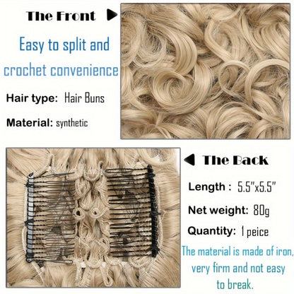 Clip In Hair Bun Extension Messy Bun Chignon Hairpiece Synthetic Curly Updo with Comb Scrunchie for Women Wedding Party Office Daily Wear Rose Bud Style
