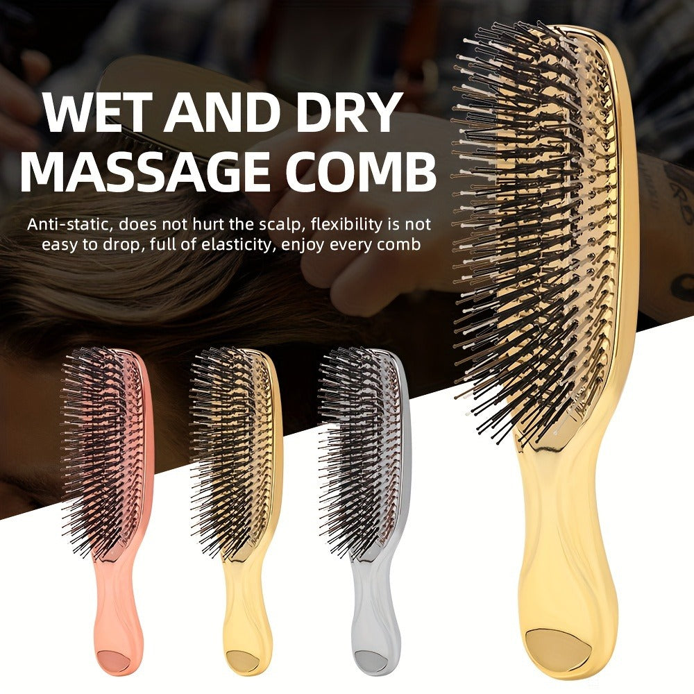 Air Cushion Comb Scalp Massage Brush Anti-Static Detangling Hair Comb Electroplated Hairdressing Comb with Gift Box – Rose Gold, Silver, Gold