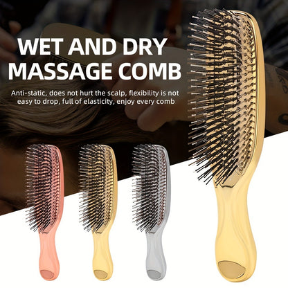 Air Cushion Comb Scalp Massage Brush Anti-Static Detangling Hair Comb Electroplated Hairdressing Comb with Gift Box – Rose Gold, Silver, Gold