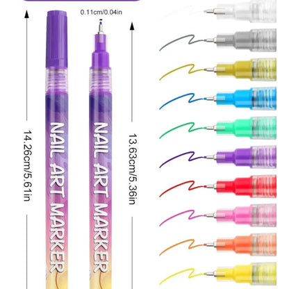 Nail Art Pens 24 Colors Set - 3D Doodle Nail Drawing Pen Kit, Quick-Dry Detail Nail Paint Brushes for Home & Salon Nail Art Design, Beginner & Professional Nail Art Tools