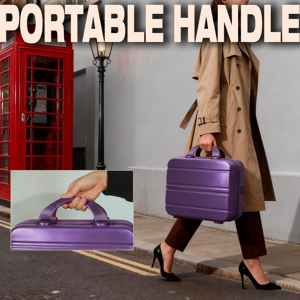 Portable Makeup Travel Case Hand Luggage, Pressure-proof Carrying Makeup Case Suitcase with Elastic Band, Small Hard Shell Cosmetic Case for Travel Camping.The Choice for Elegant Women