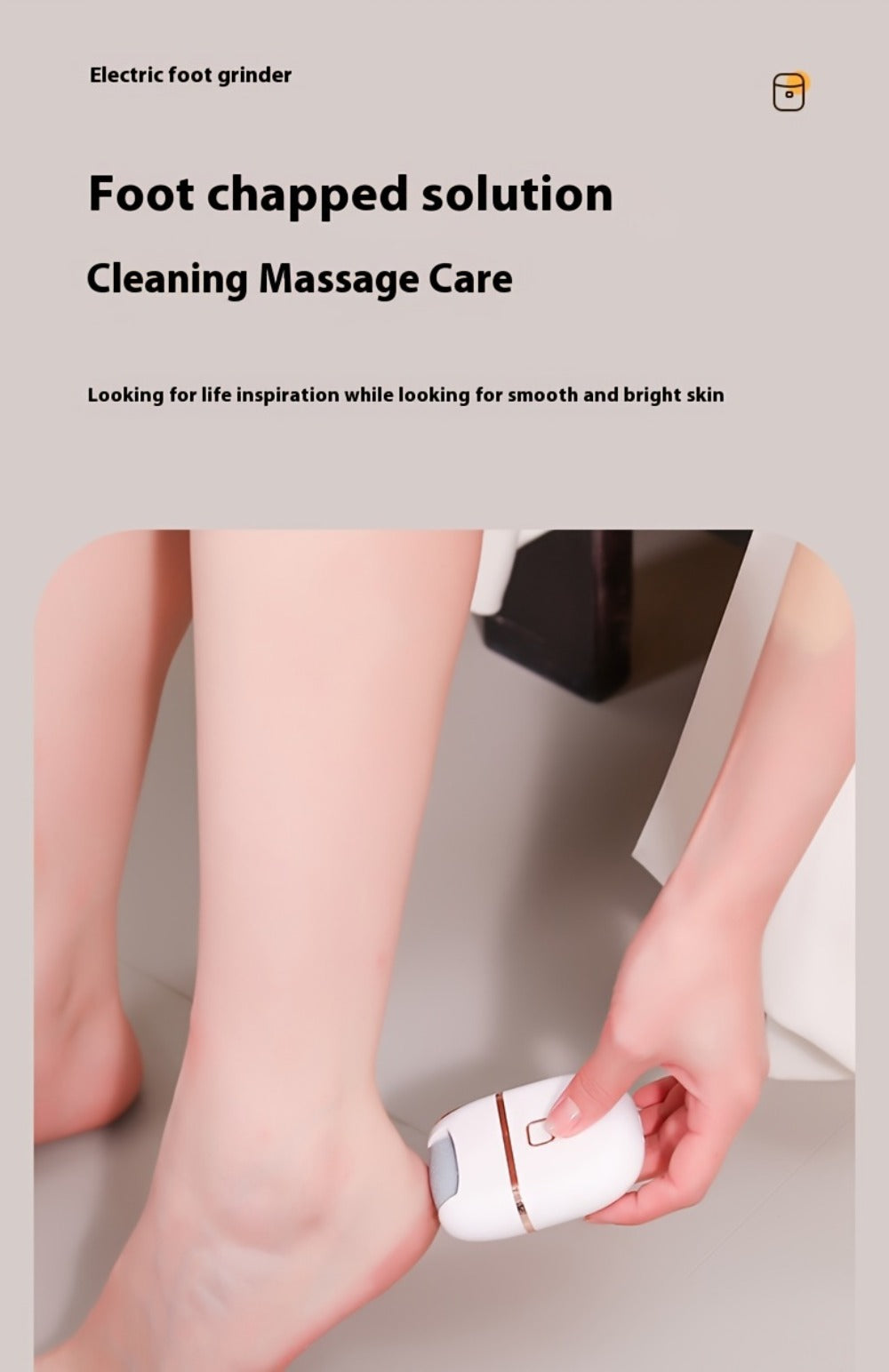 [Three Grinding Heads] Portable Rechargeable Electric Foot Grinder | Two Speeds, Thick Grinding Head for Thick Polishing, USB Charging, Easy to Use for Skin Care of Cracked and Dry Skin, Plastic Material, Battery, Brand: NUAN