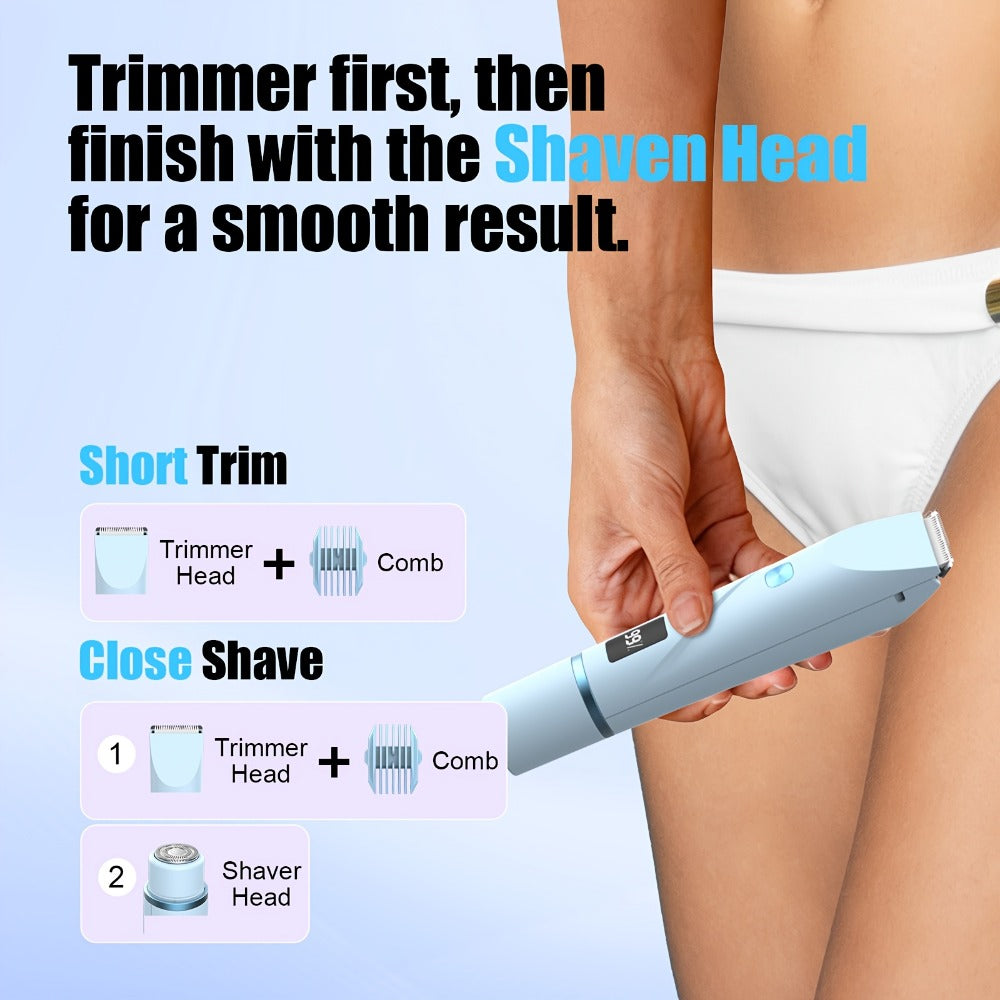 Brand New Upgraded Version with a Built-In Battery Display, Women'S Bikini Trimmer, Bikini Shaver, Dual-Head 2-In-1 Electric Shaver for Women (Suitable for Any Body Part), for Both Wet And Dry Use, Specifically for The Bikini Area